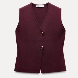 Zara Basic Knit Gold Button Top Vest